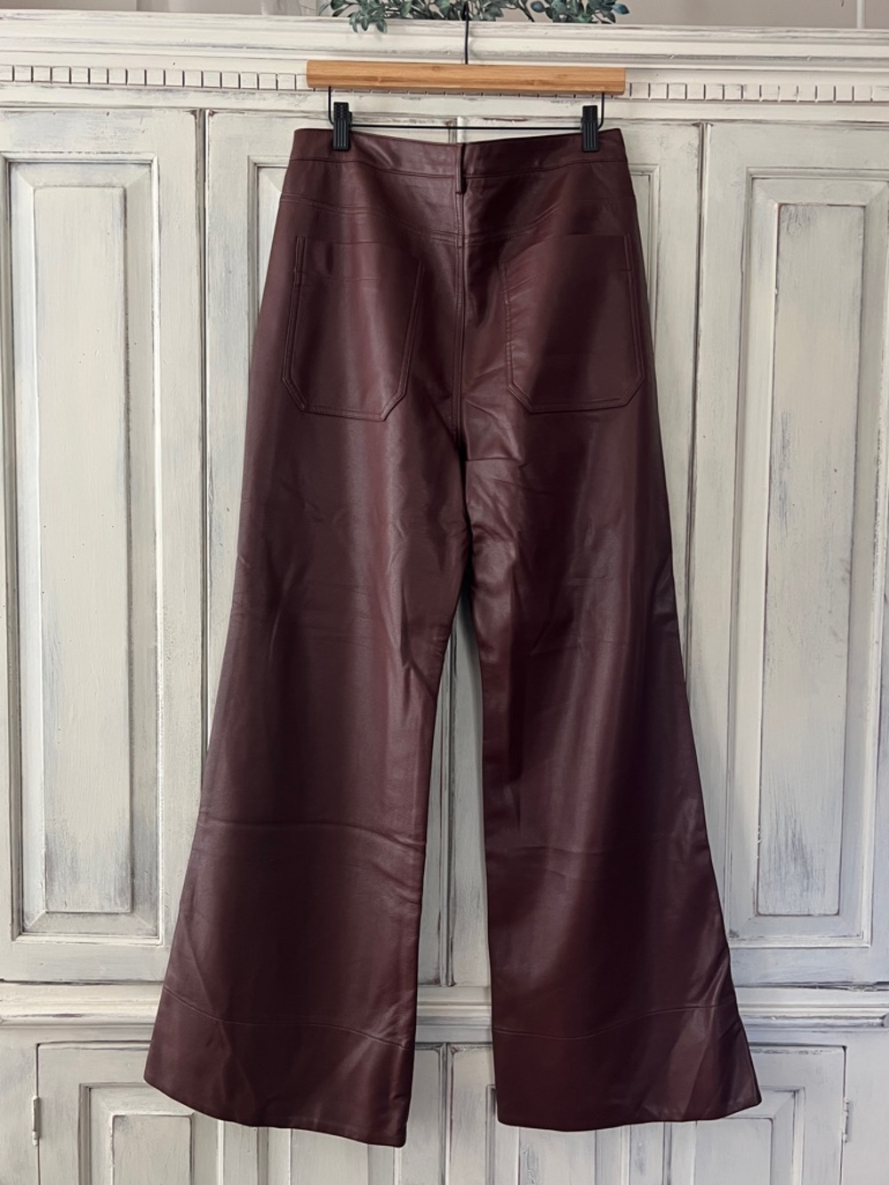 🟠NWT PILCRO Rylan Faux Leather Relaxed High-Rise Flare Pants Cocoa Plum - Picture 11 of 11